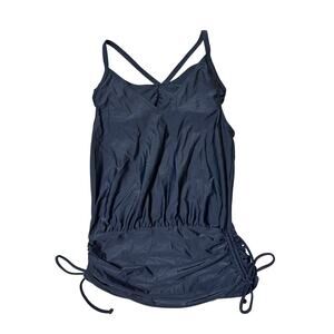 Athleta women's swim side scrunch Tankini/bikini, size 34 B/C; Black